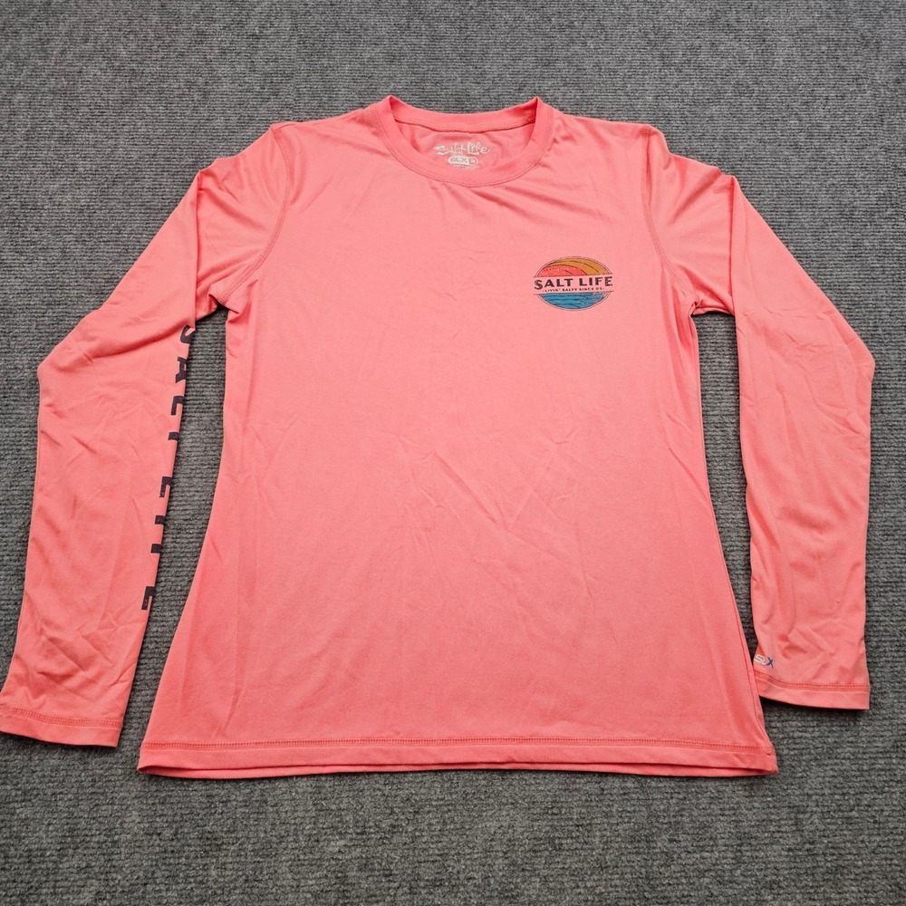 Salt Life SLX Performance Shirt Women Medium Pink Long Sleeve UV Fishing SLJ6067
